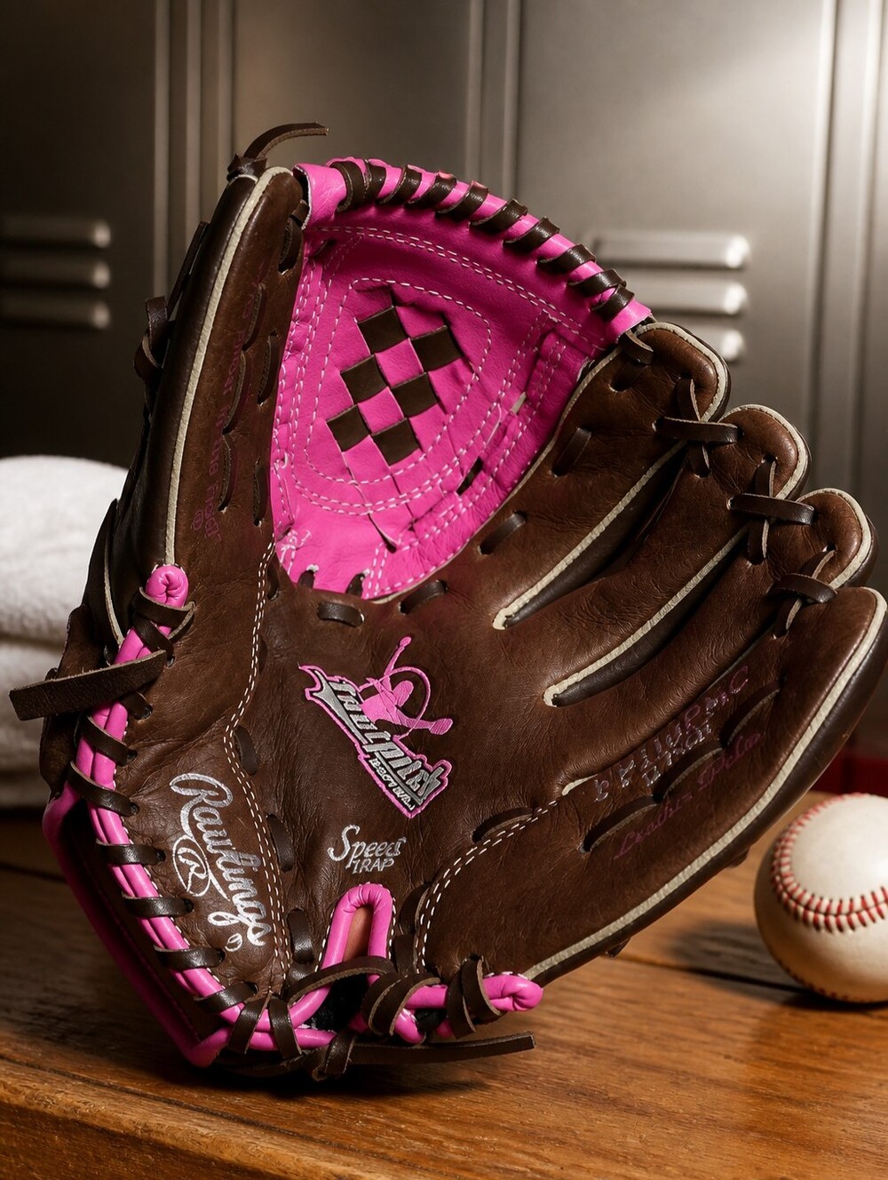 💜Rawlings Brown & Pink Leather Fastpitch Right Hand Throw 11" Softball Glove